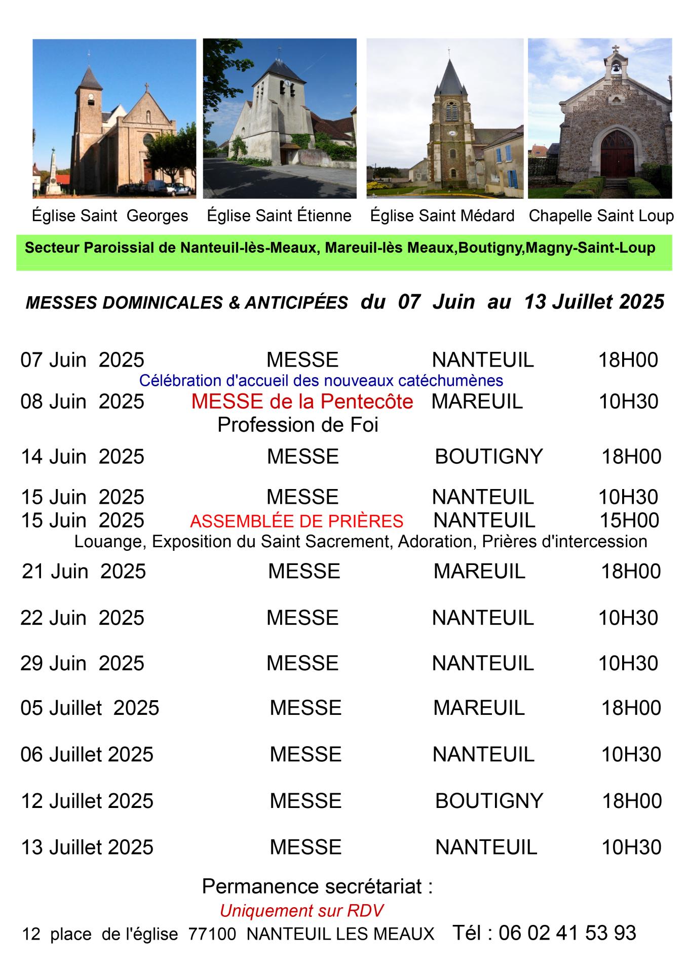 Affiche messes dominicales 07 juin 2025 au 13 juillet 2025 pdf